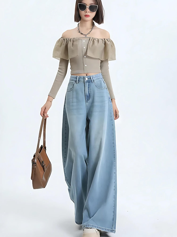 Wide Leg Regular Waist Jeans - KAYSMAR