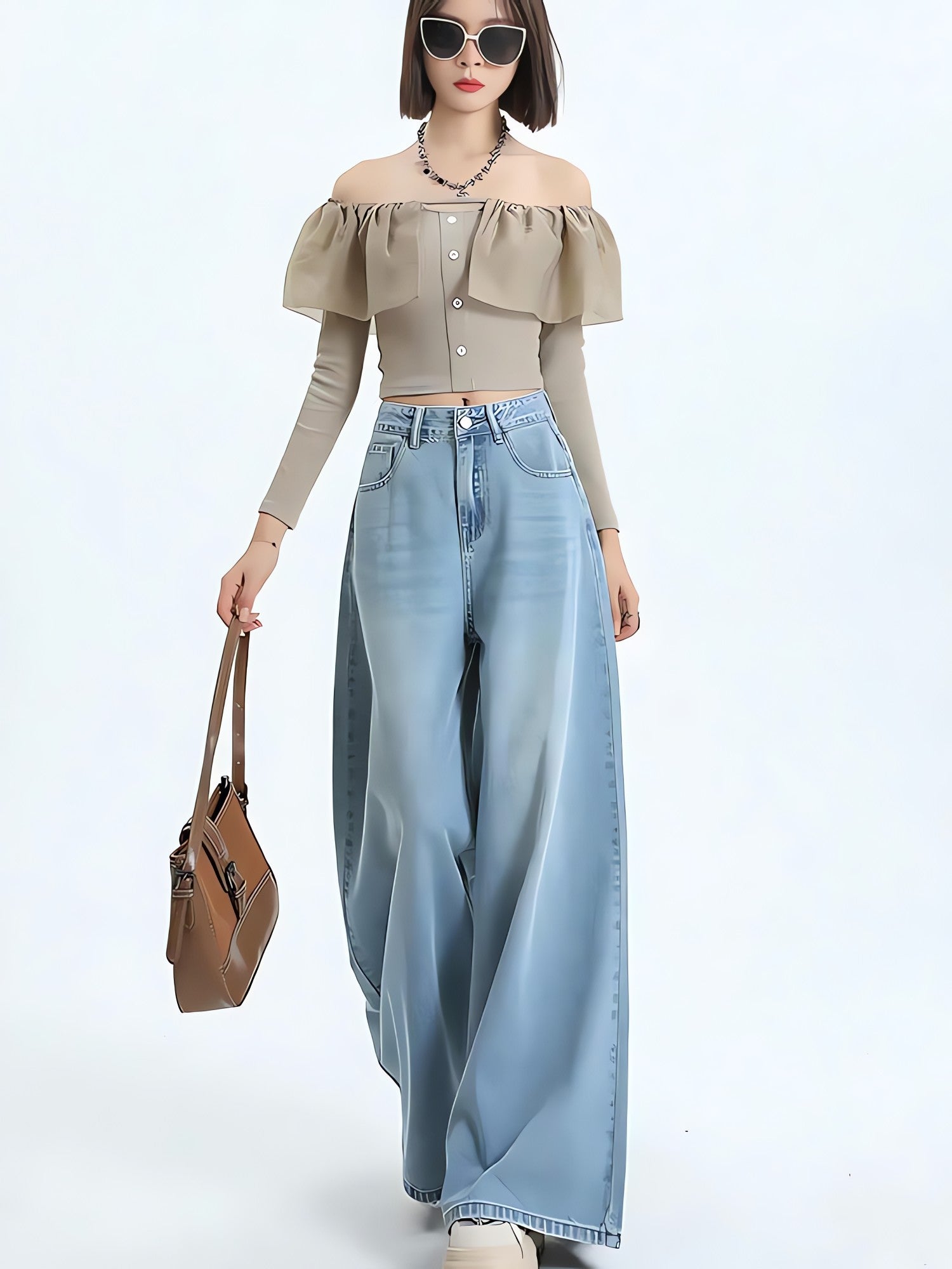 Wide Leg Regular Waist Jeans - KAYSMAR