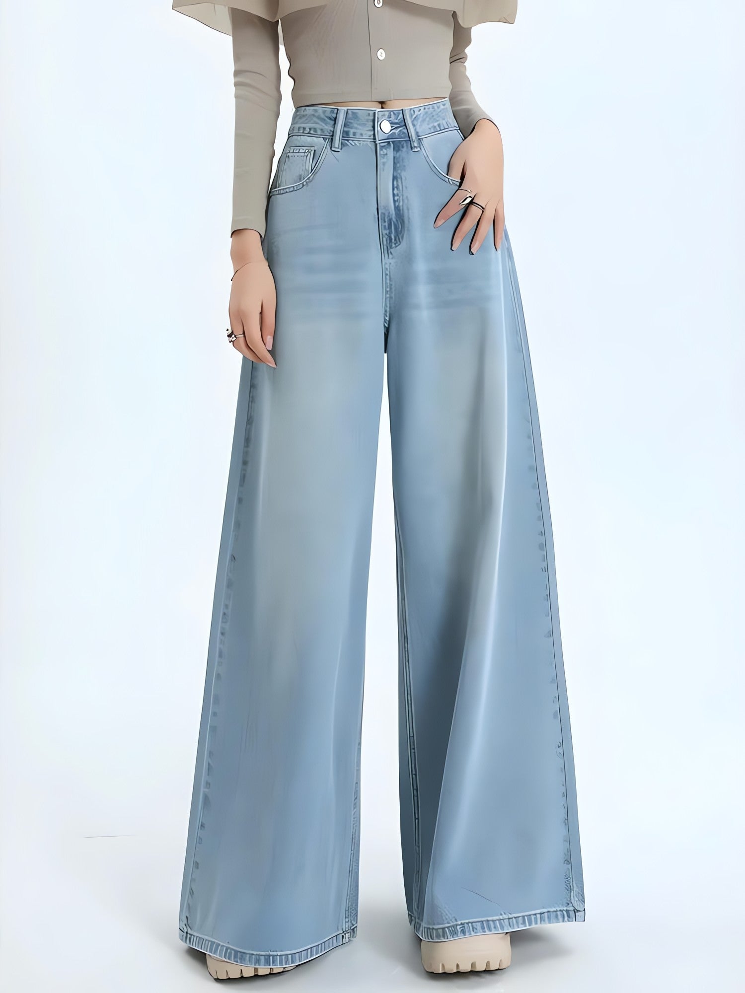 Wide Leg Regular Waist Jeans - KAYSMAR