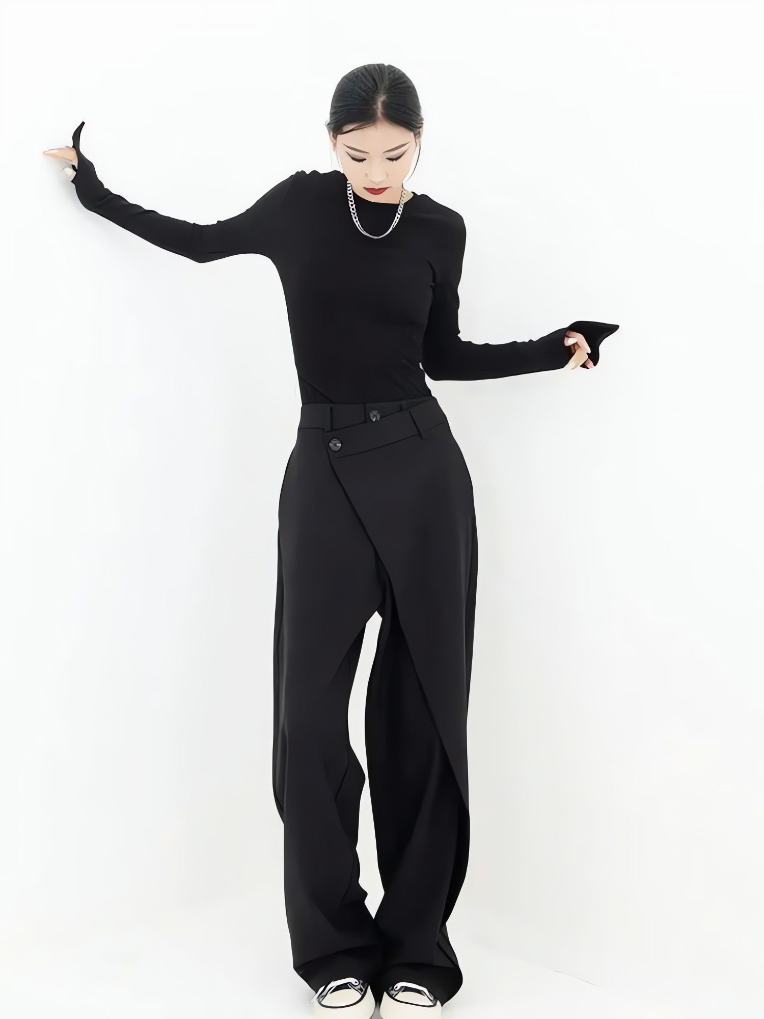 Wrap Front Wide Leg Pants