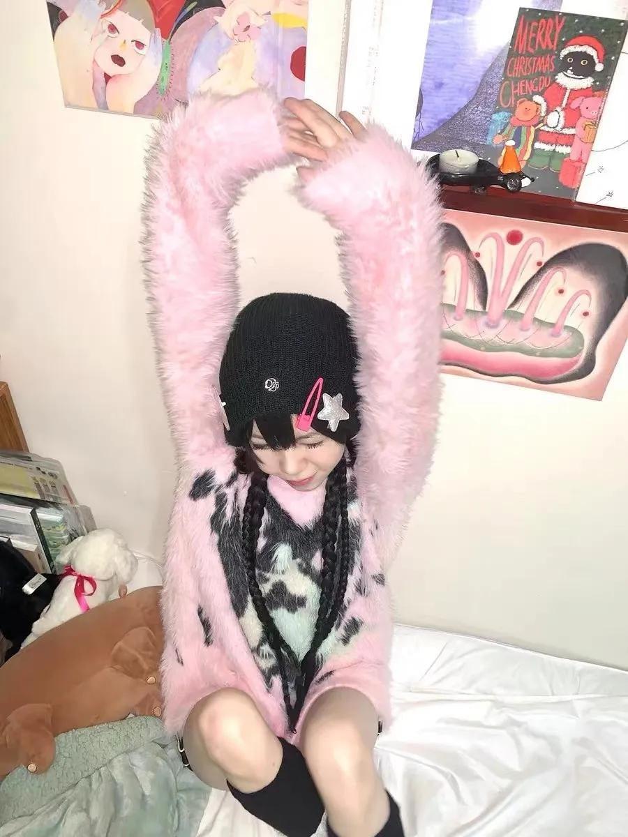 Y2K Aesthetic Fuzzy Sweater - KAYSMAR