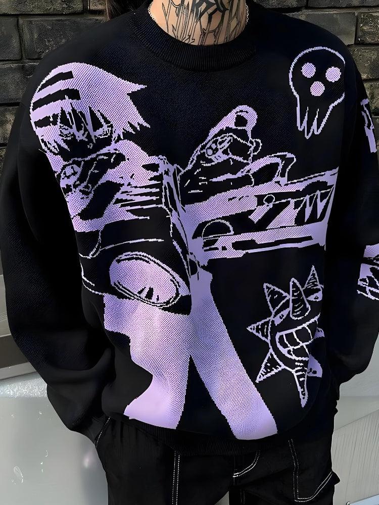 Y2K Anime Knitted Sweater - KAYSMAR