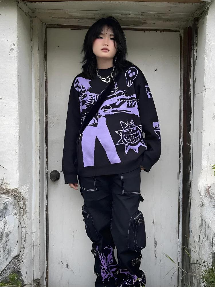 Y2K Anime Knitted Sweater - KAYSMAR