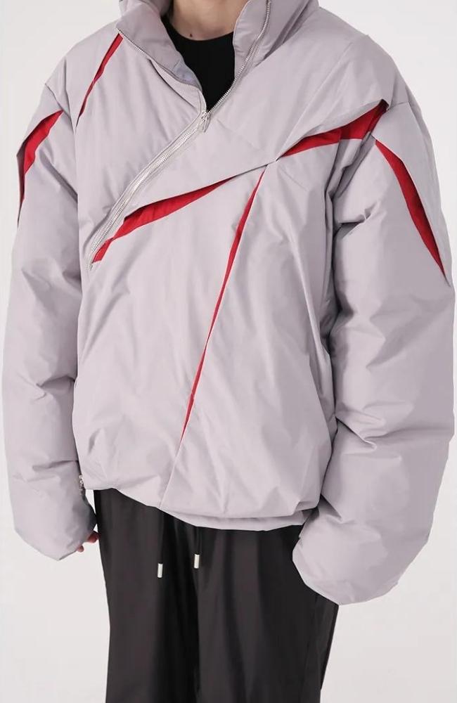 Y2K Asymmetrical Zipper Puffer Jacket - KAYSMAR