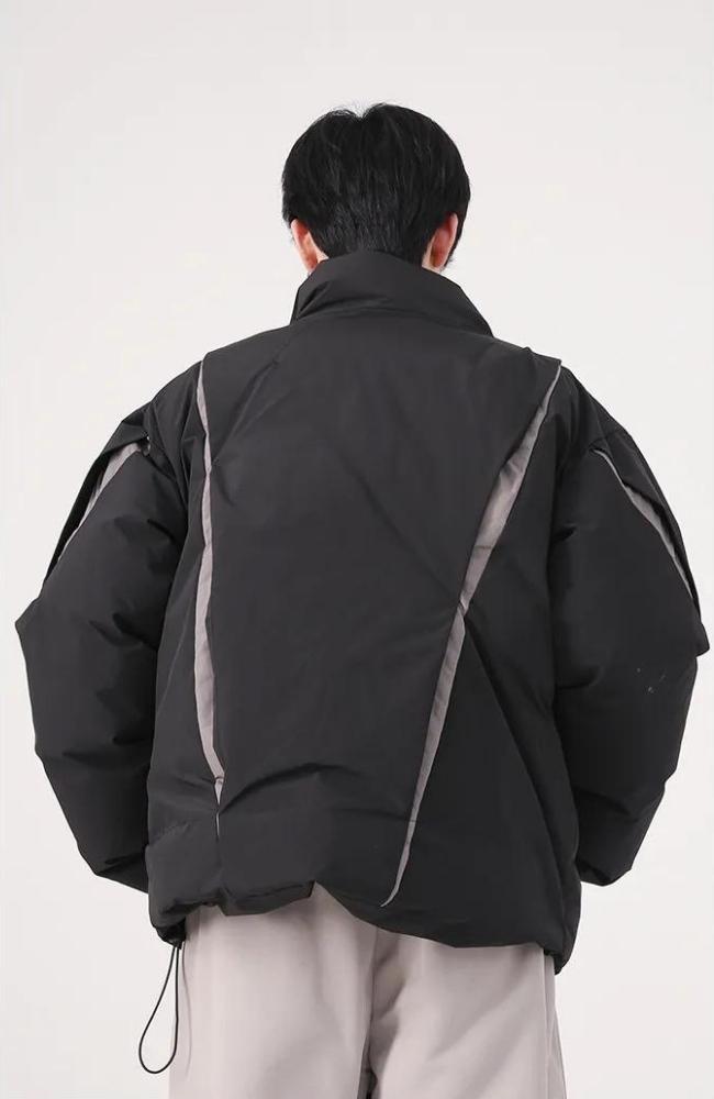 Y2K Asymmetrical Zipper Puffer Jacket - KAYSMAR