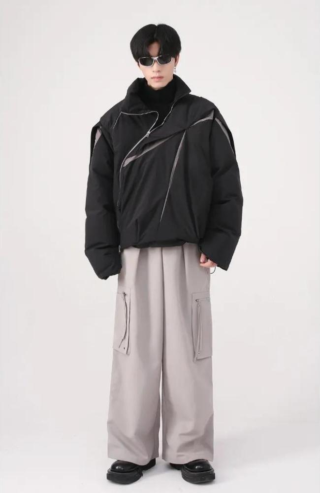 Y2K Asymmetrical Zipper Puffer Jacket - KAYSMAR