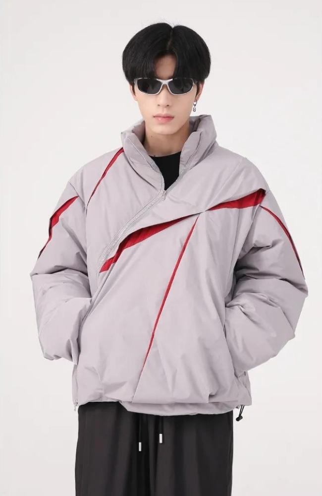 Y2K Asymmetrical Zipper Puffer Jacket - KAYSMAR