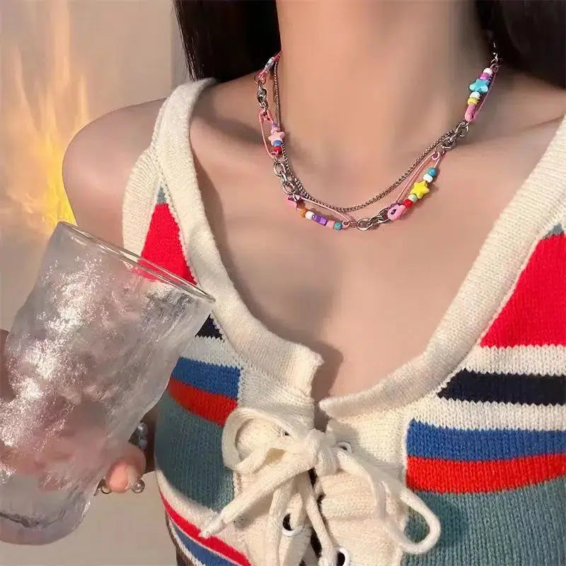 Y2K Beaded Pin Necklace - KAYSMAR