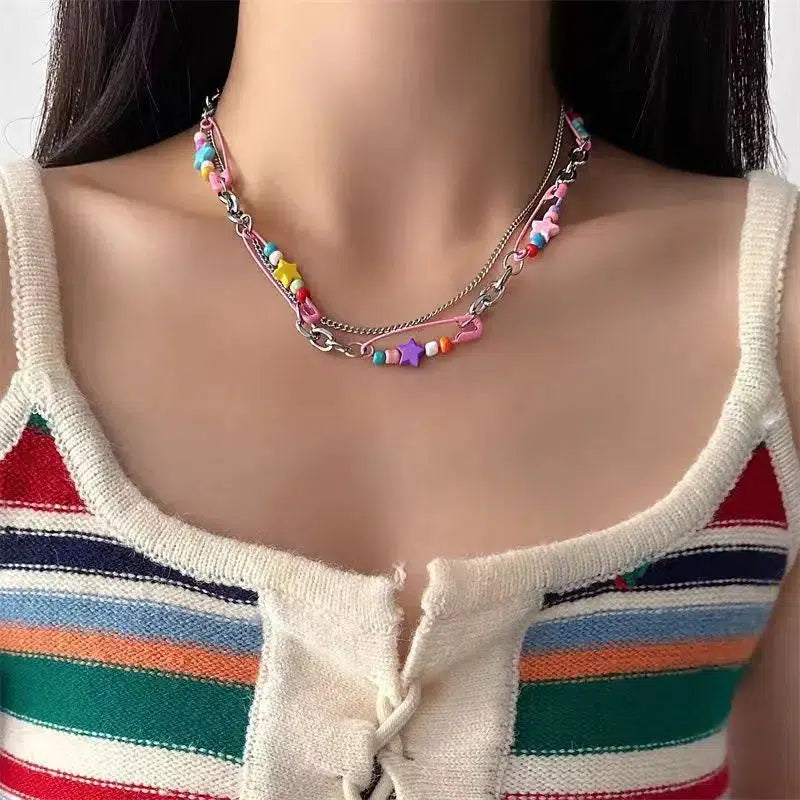 Y2K Beaded Pin Necklace - KAYSMAR