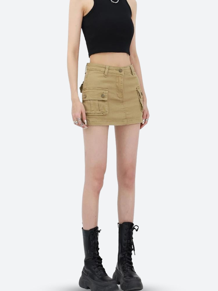 Y2K Cargo Denim Mini Skirt - KAYSMAR