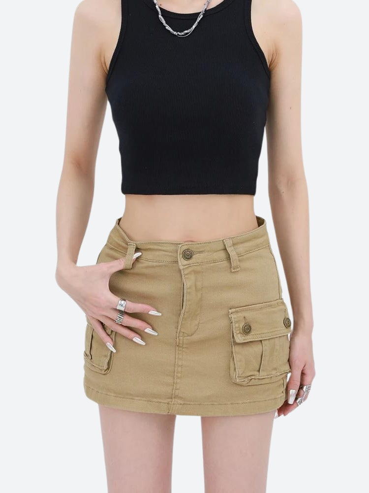 Y2K Cargo Denim Mini Skirt - KAYSMAR