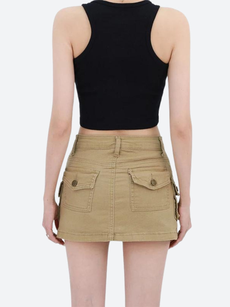 Y2K Cargo Denim Mini Skirt - KAYSMAR