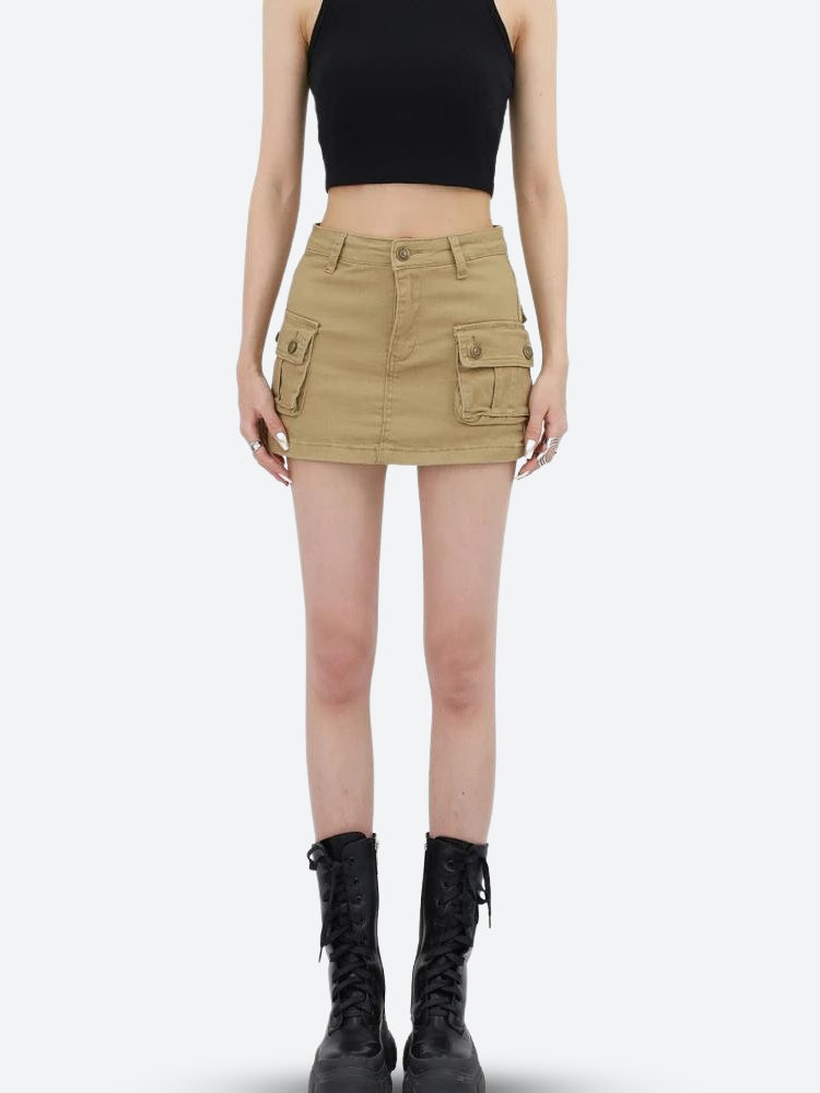 Y2K Cargo Denim Mini Skirt - KAYSMAR
