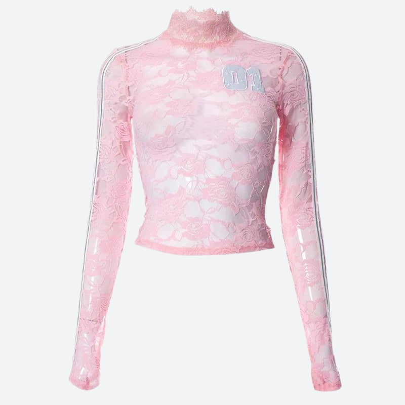 Y2K Embroidered Lace Top - KAYSMAR