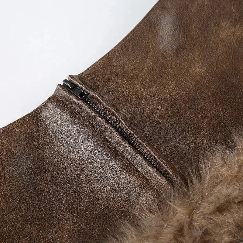 Y2K Faux Fur Mini Skirt - KAYSMAR