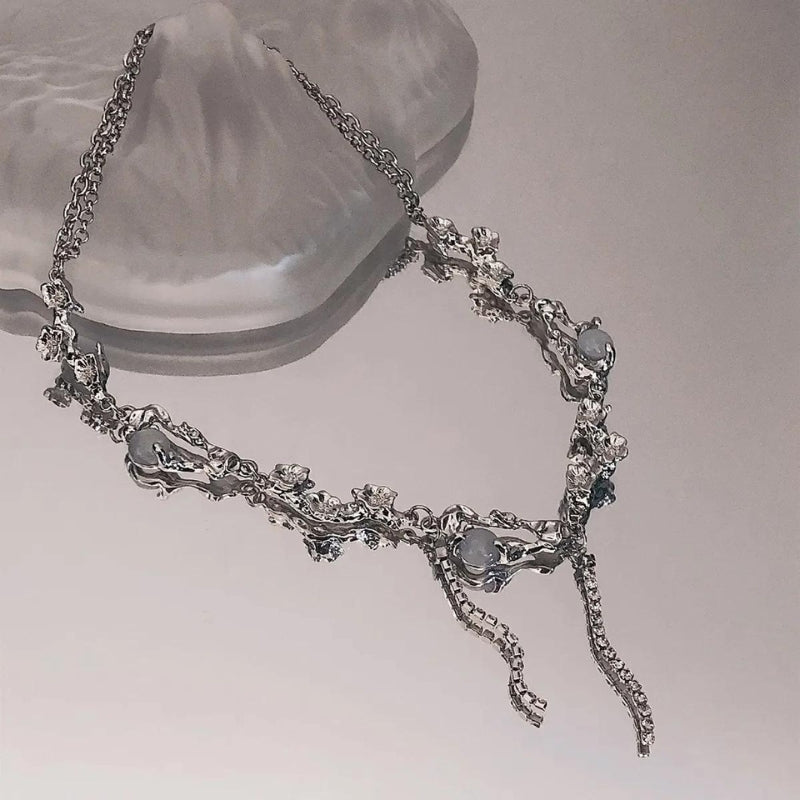 Y2K Flowers Beaded Chain Necklace - KAYSMAR