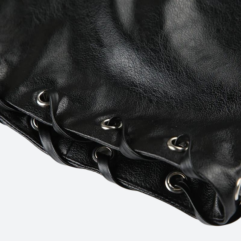Y2K Grunge Faux Leather Mini Skirt - KAYSMAR