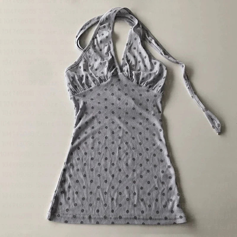 Y2K Halter Neck Polka Dot Top - KAYSMAR