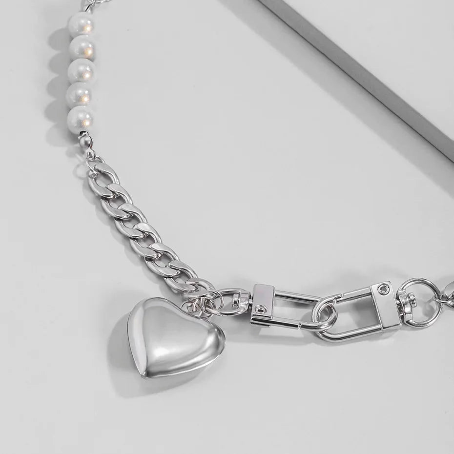 Y2K Heart Chain Beaded Necklace - KAYSMAR