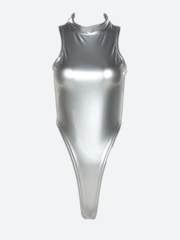 Y2K High Neck Zip-Up Bodysuit - KAYSMAR