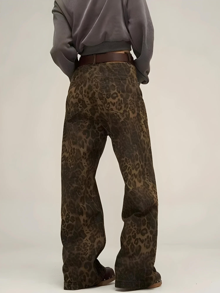 Y2K Leopard Straight Leg Pants - KAYSMAR