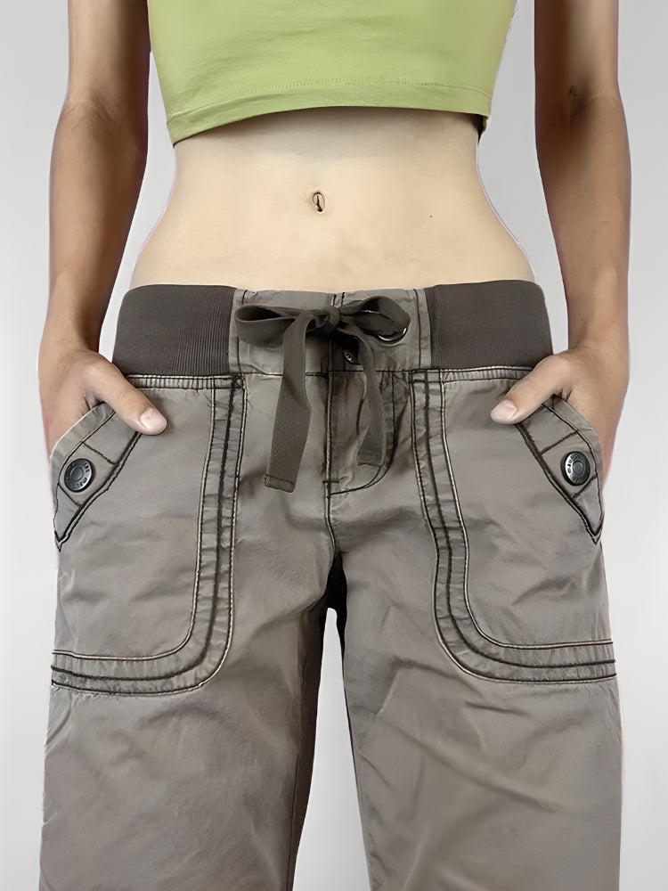 Y2K Low Waist Drawstring Pants - KAYSMAR