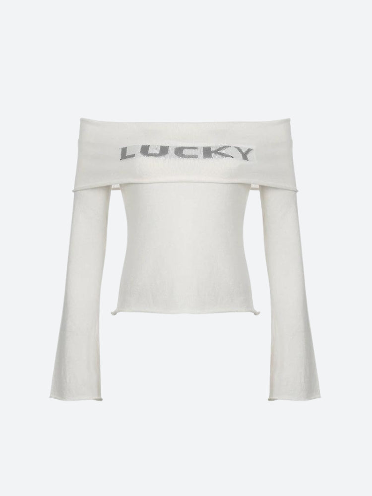 Y2K Lucky Girl Off Shoulder Top - KAYSMAR