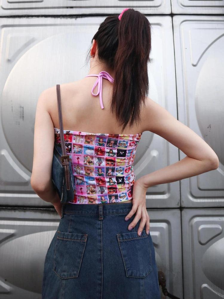 Y2K Magazine Covers Drawstring Top - KAYSMAR