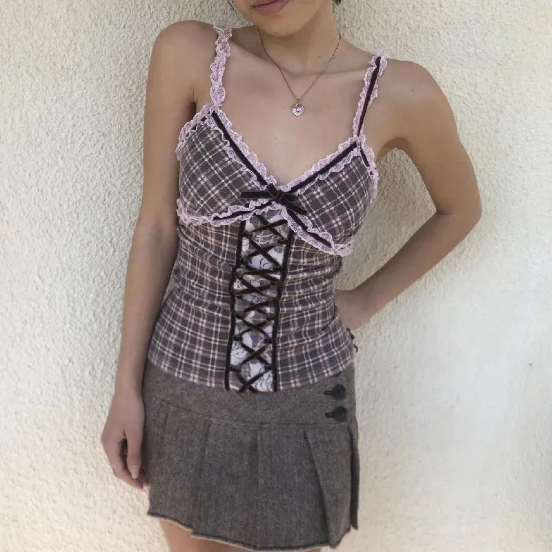 Y2K Plaid Cami Top - KAYSMAR