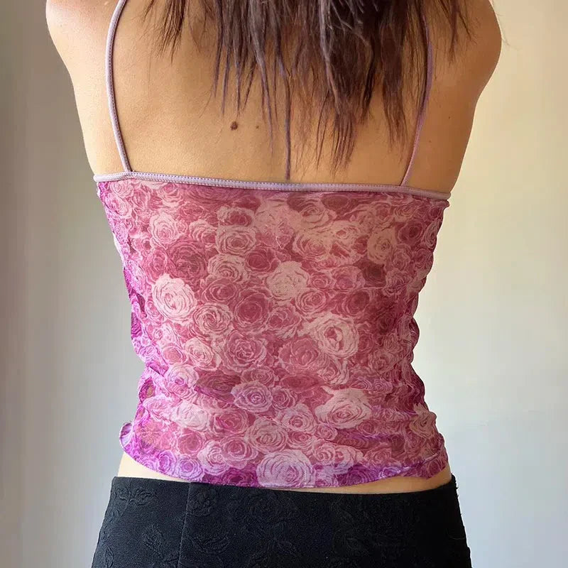 Y2K Rose Mesh Top - KAYSMAR