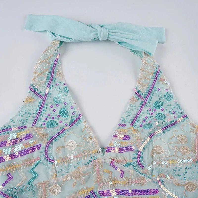 Y2K Sequined Halter Top - KAYSMAR