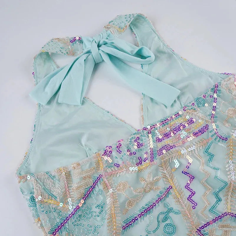 Y2K Sequined Halter Top - KAYSMAR