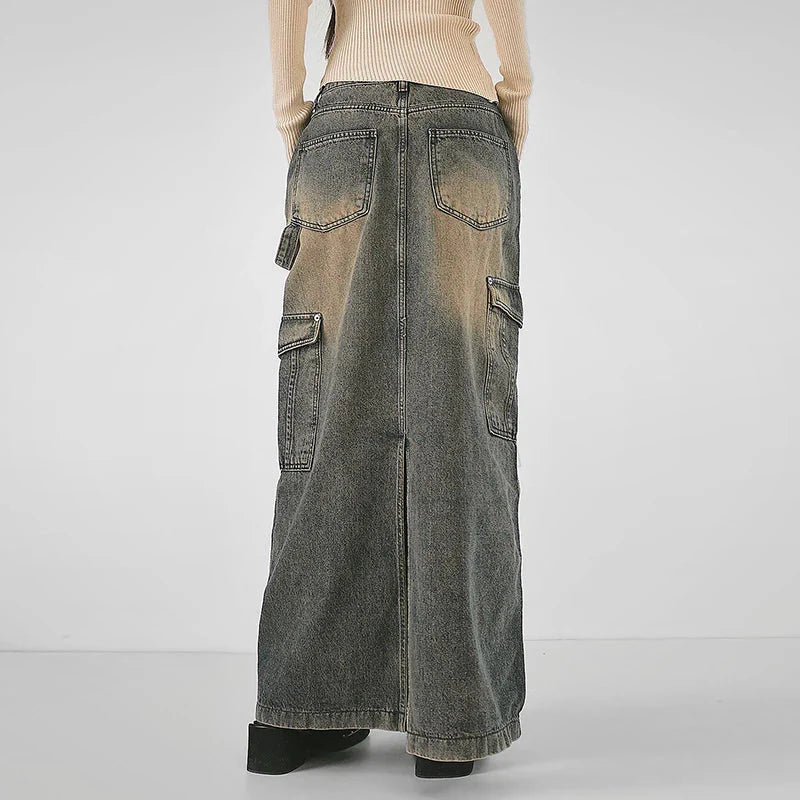Y2K Side Strap Cargo Maxi Skirt - KAYSMAR