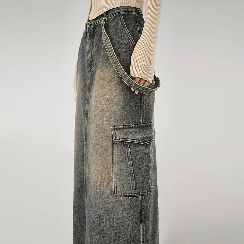 Y2K Side Strap Cargo Maxi Skirt - KAYSMAR