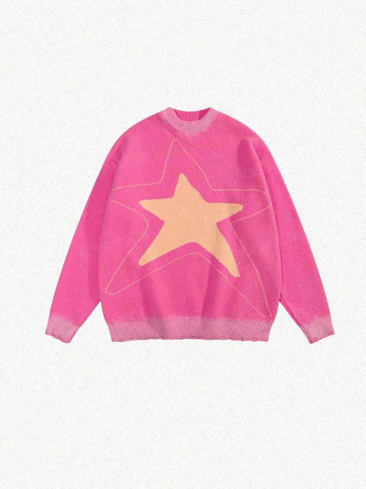Y2K Star Distressed Sweater - KAYSMAR