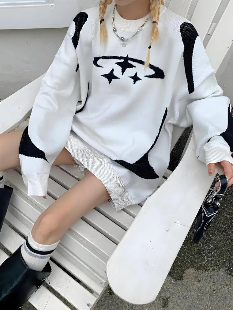 Y2K Star Futuristic Knitted Sweater - KAYSMAR