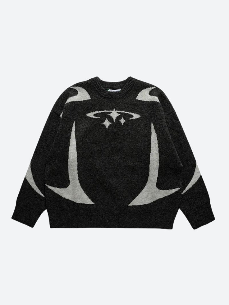 Y2K Star Futuristic Knitted Sweater - KAYSMAR
