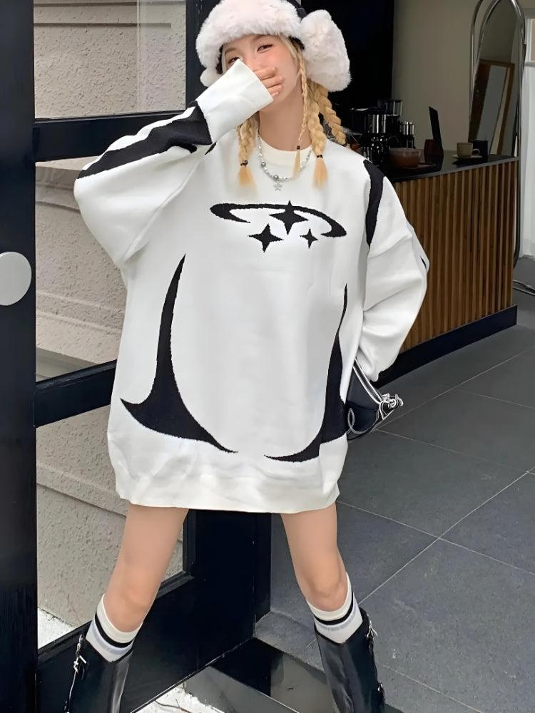 Y2K Star Futuristic Knitted Sweater - KAYSMAR