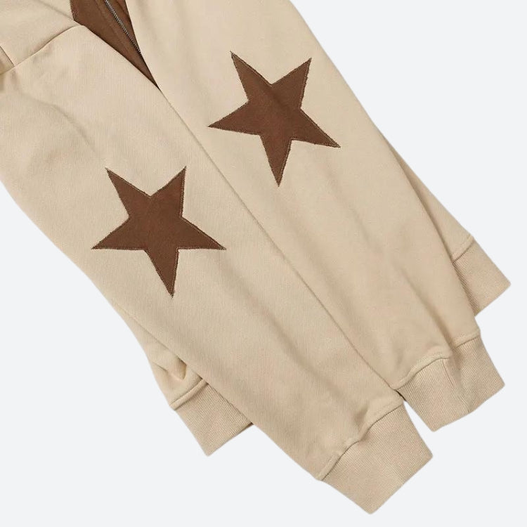 Y2K Star Patch Zip-Up Hoodie - KAYSMAR
