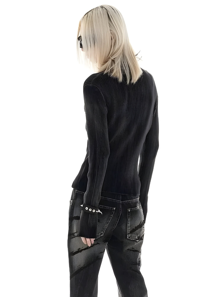Y2K Star Tall Long Sleeve Corduroy Sweater - KAYSMAR
