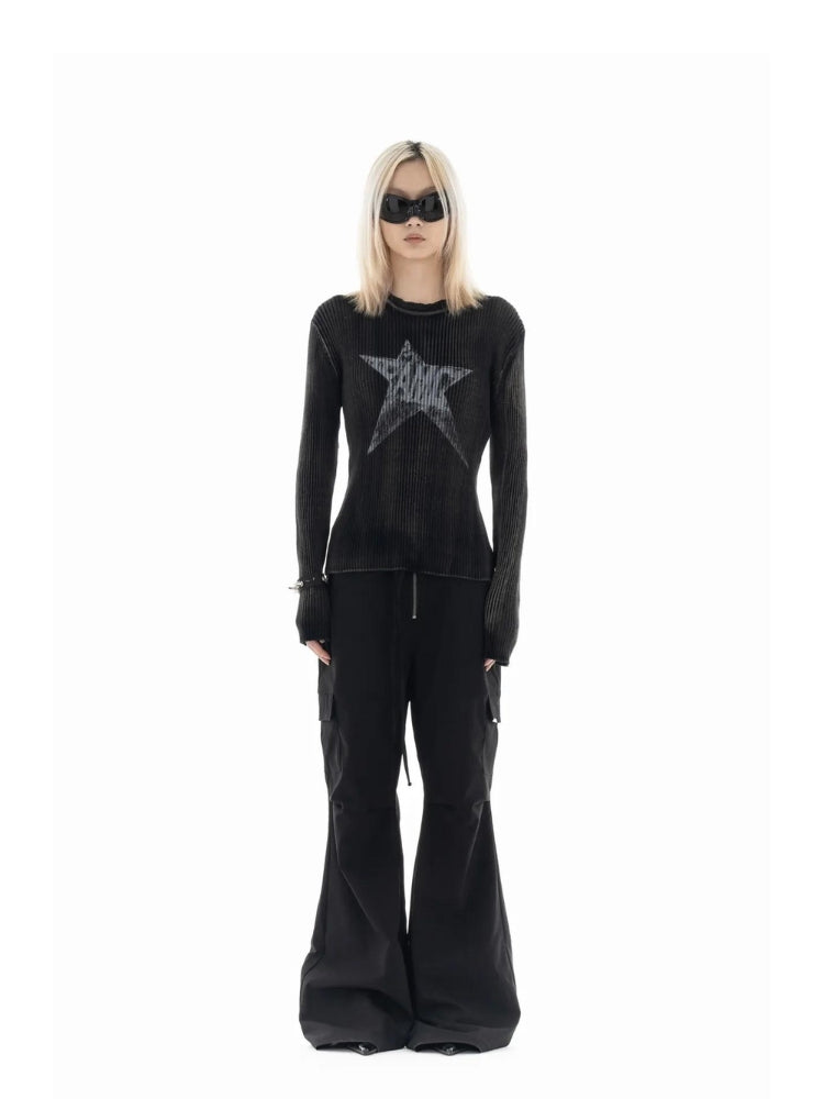 Y2K Star Tall Long Sleeve Corduroy Sweater - KAYSMAR
