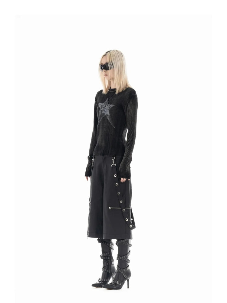 Y2K Star Tall Long Sleeve Corduroy Sweater - KAYSMAR