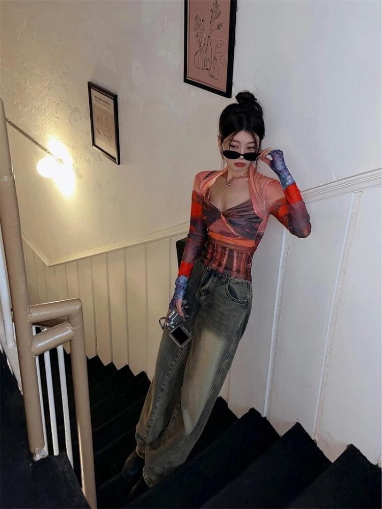 Y2K Sunset Mesh Top - KAYSMAR