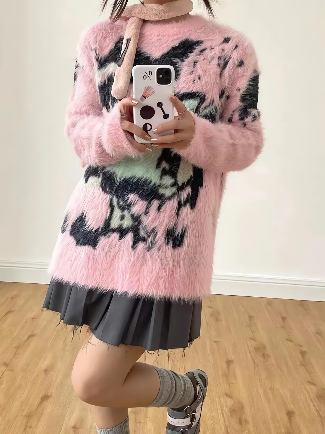 Y2K Aesthetic Fuzzy Sweater - KAYSMAR