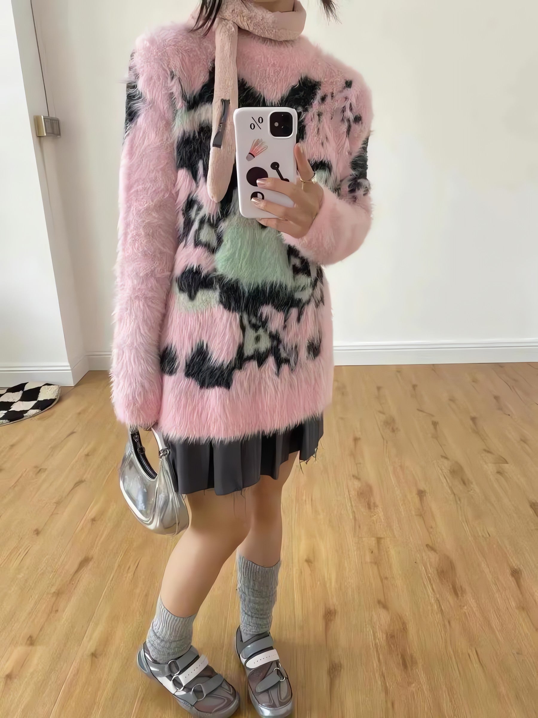 Y2K Aesthetic Fuzzy Sweater - KAYSMAR