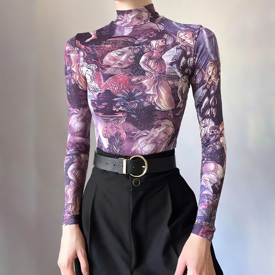 Y2K Angel Graphic Mesh Top - KAYSMAR
