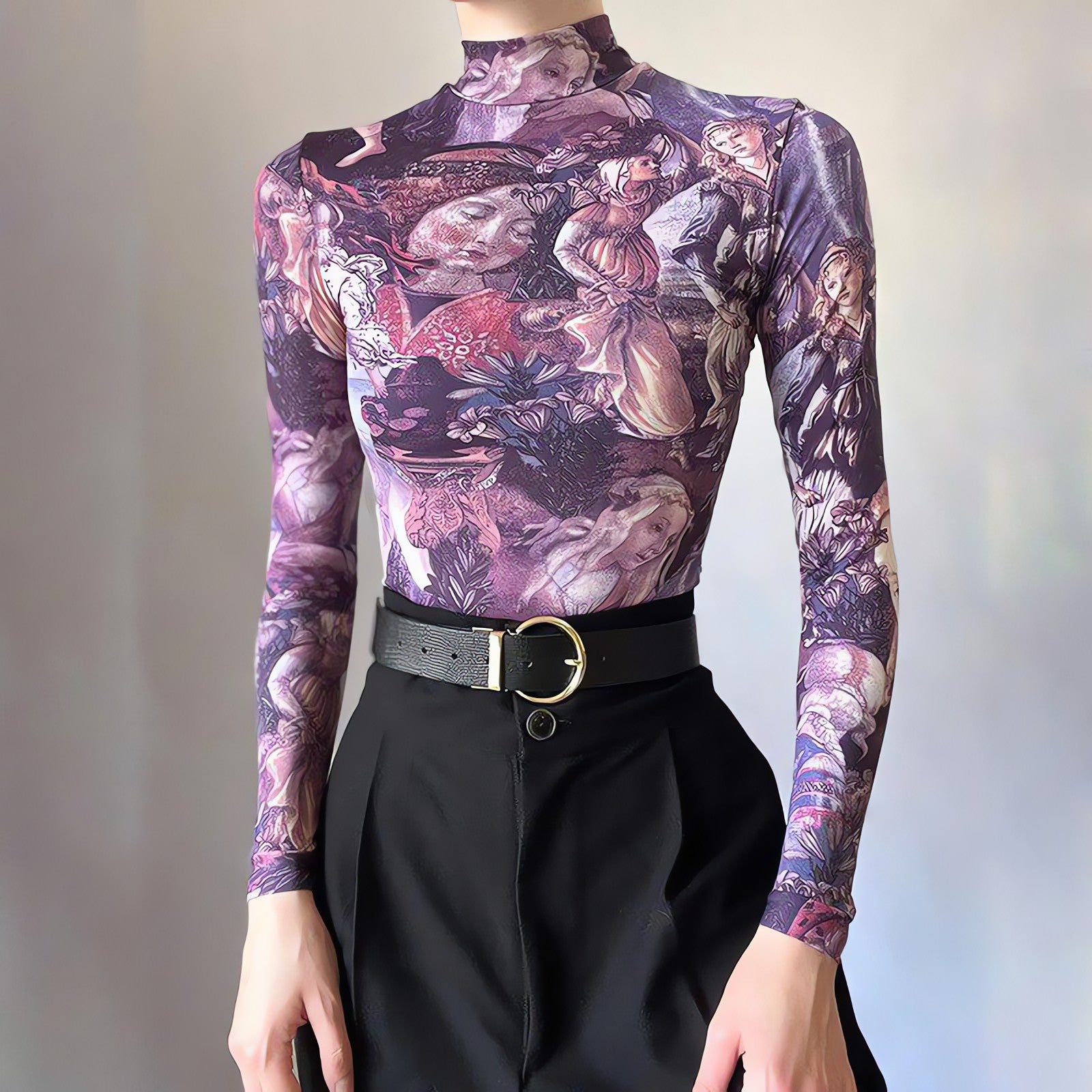 Y2K Angel Graphic Mesh Top - KAYSMAR