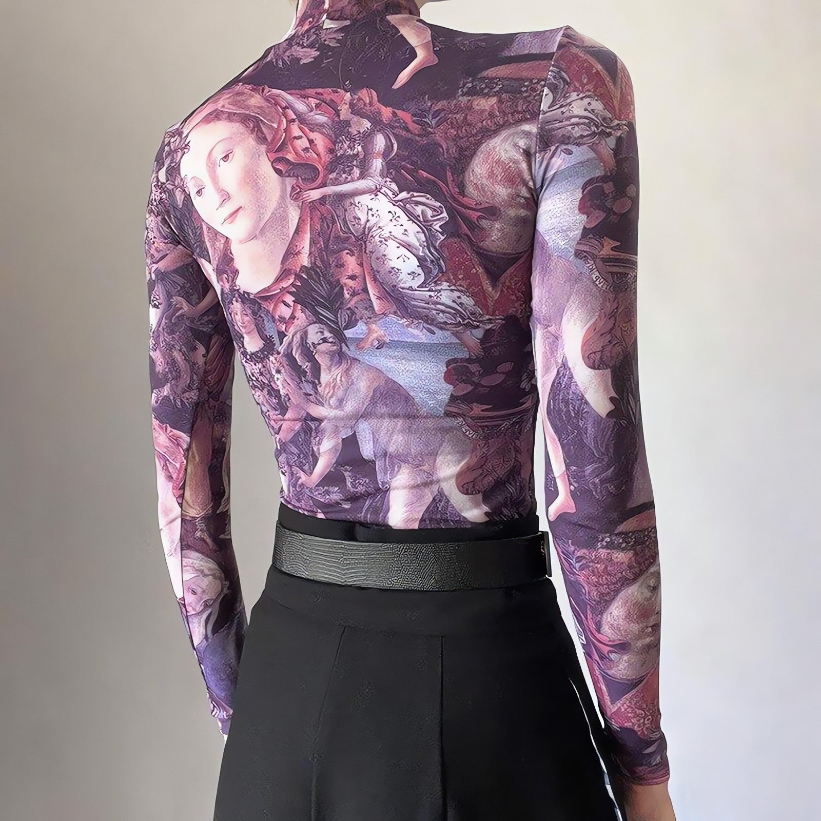 Y2K Angel Graphic Mesh Top - KAYSMAR