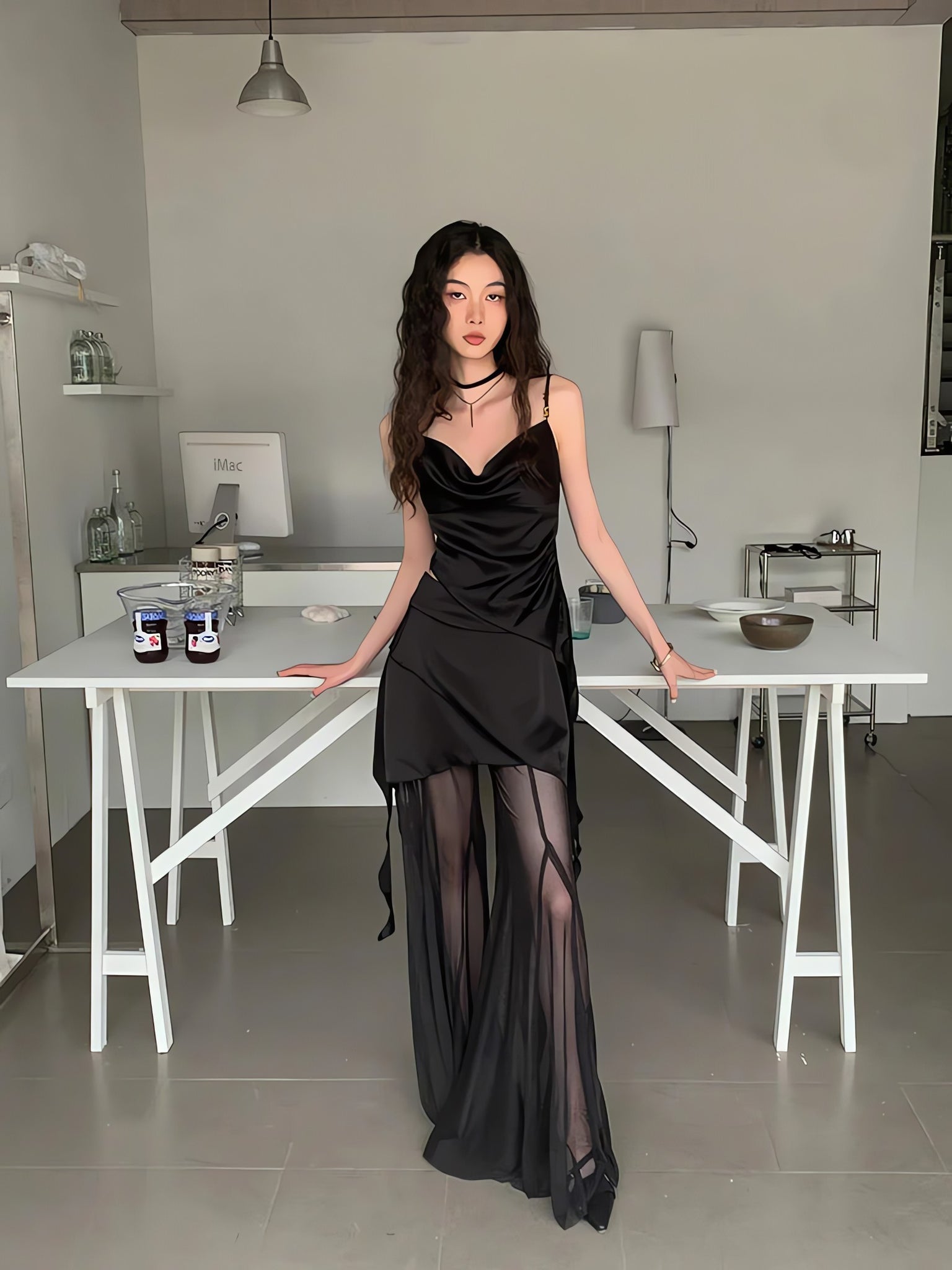 Y2K Asymmetric Top & Skirt Pants Two Piece Set - KAYSMAR