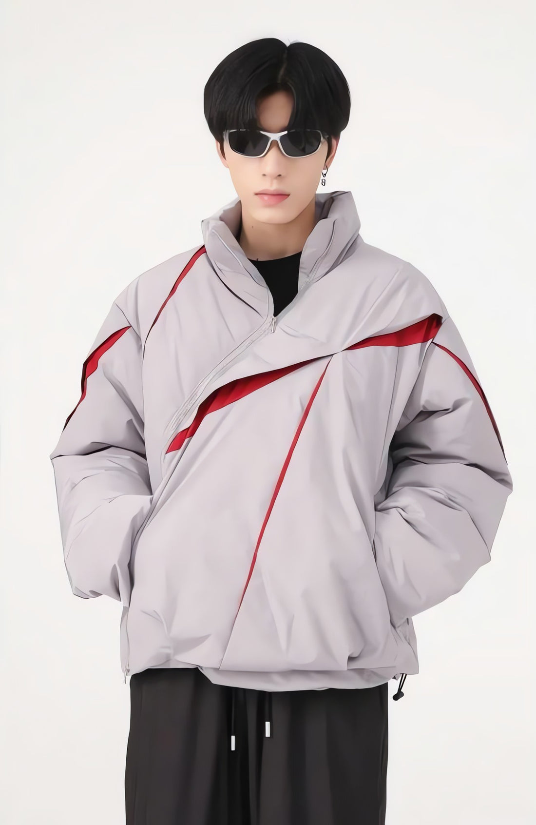Y2K Asymmetrical Zipper Puffer Jacket - KAYSMAR